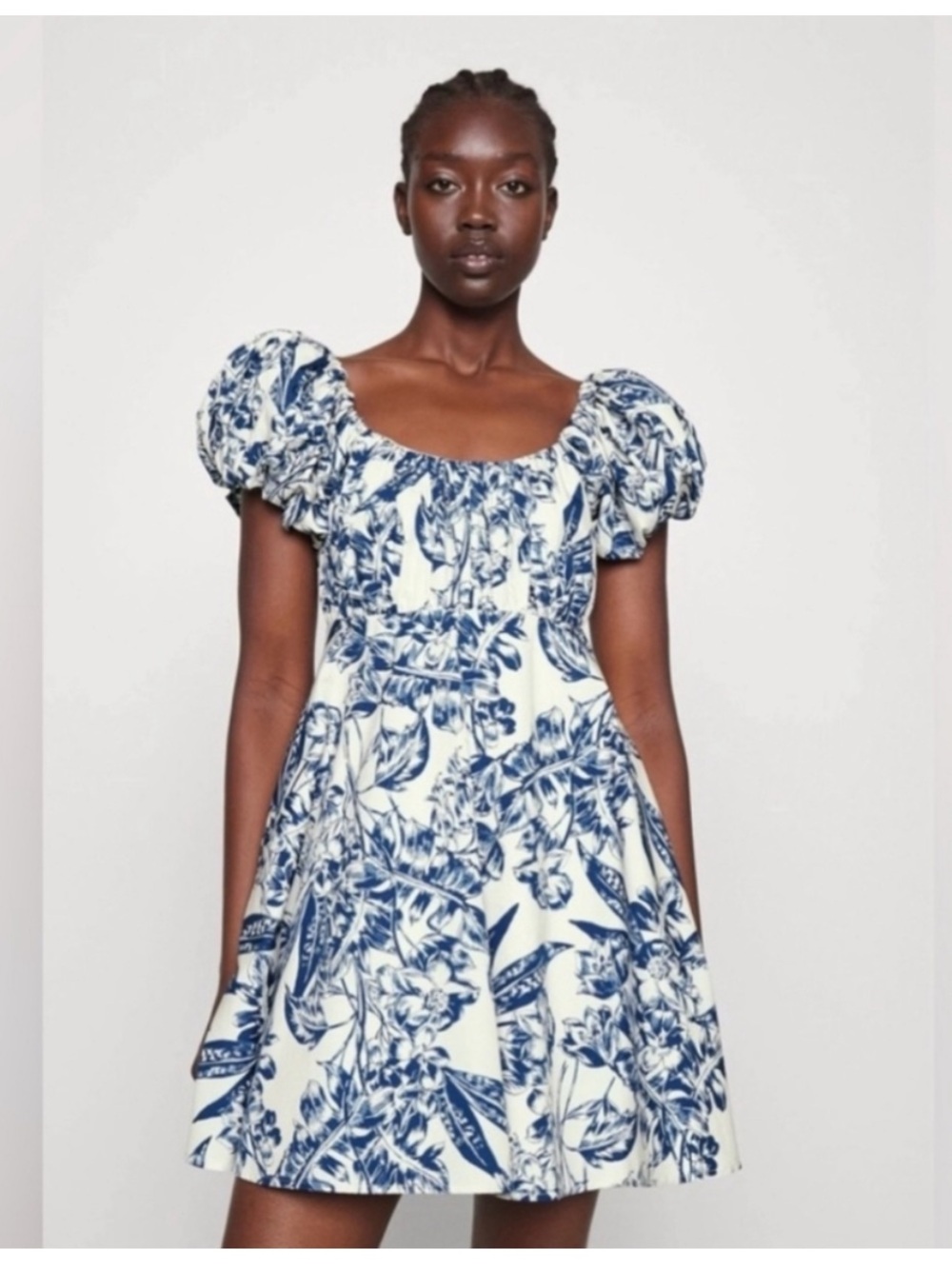 Abercrombie & Fitch Ruched Puff Sleeve Mini Dress